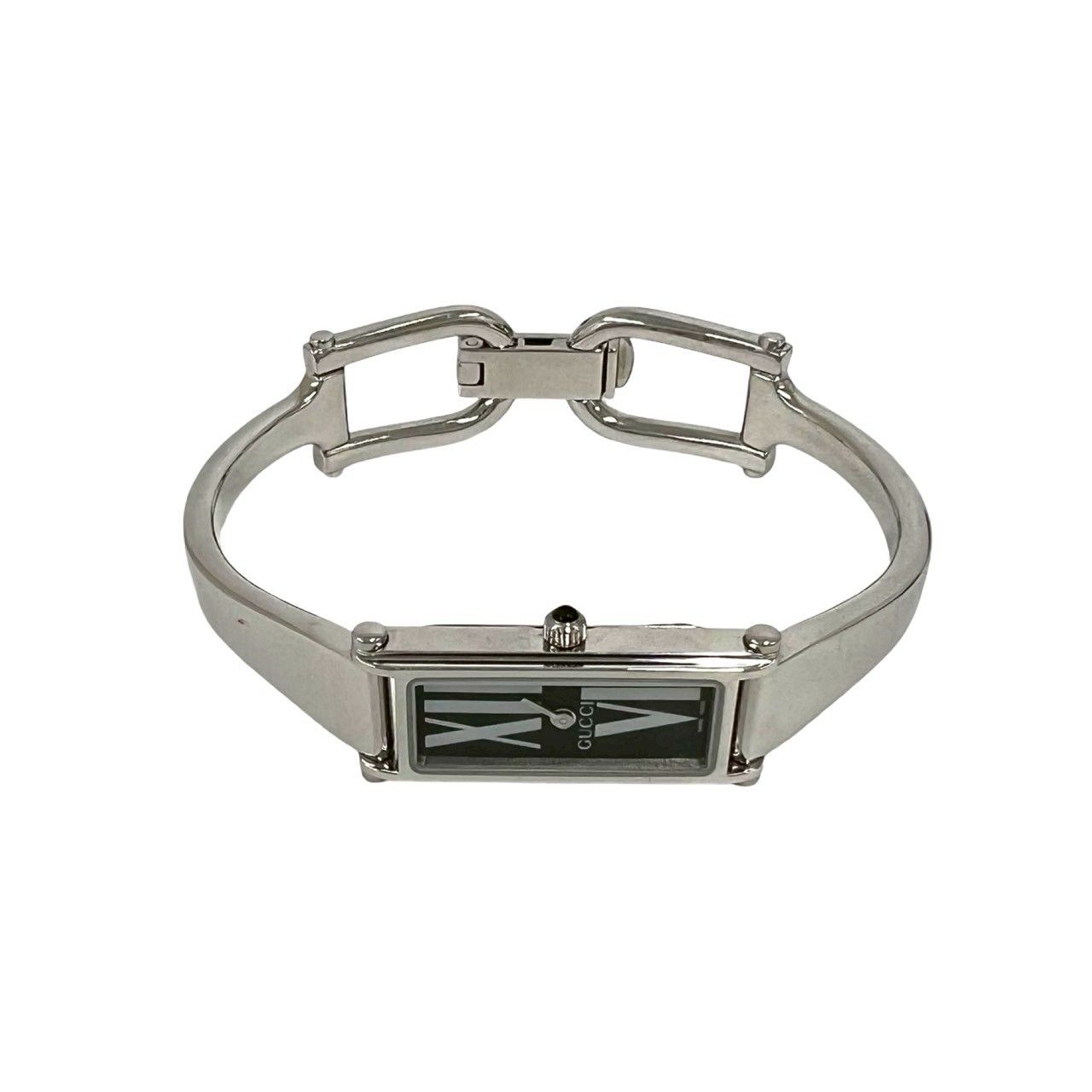 Gucci with Case Bangle Watch Leaf Pattern Stainless Steel Wristwatch Silver — view 7