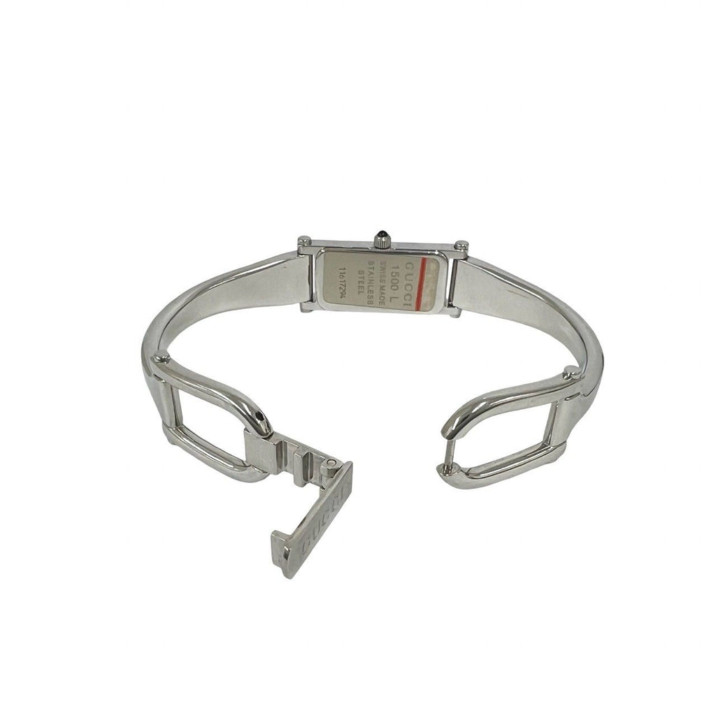 Gucci with Case Bangle Watch Leaf Pattern Stainless Steel Wristwatch Silver — view 9