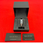 Gucci with Case Bangle Watch Leaf Pattern Stainless Steel Wristwatch Silver