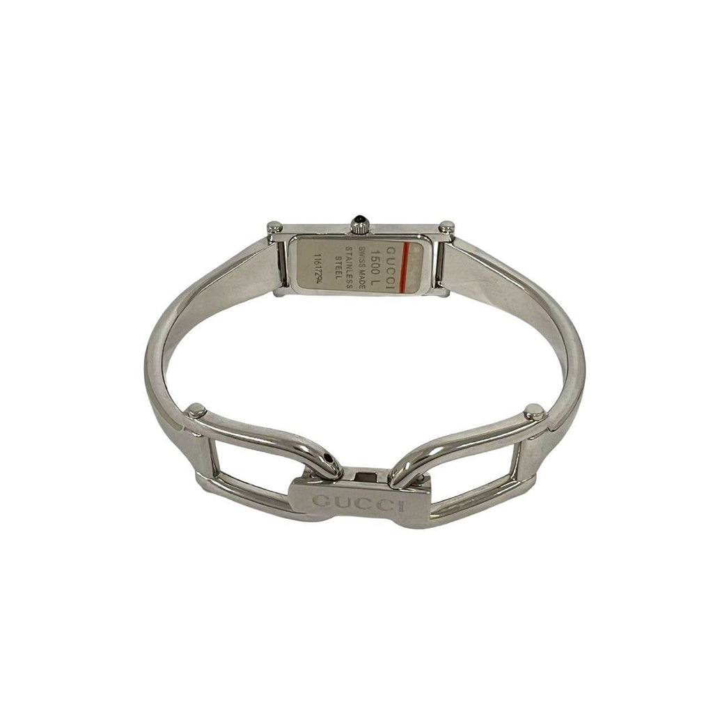 Gucci with Case Bangle Watch Leaf Pattern Stainless Steel Wristwatch Silver — view 8
