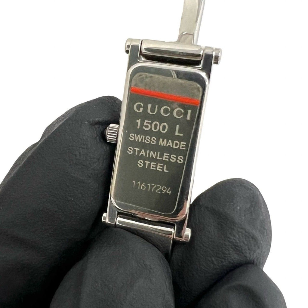 Gucci with Case Bangle Watch Leaf Pattern Stainless Steel Wristwatch Silver — view 5