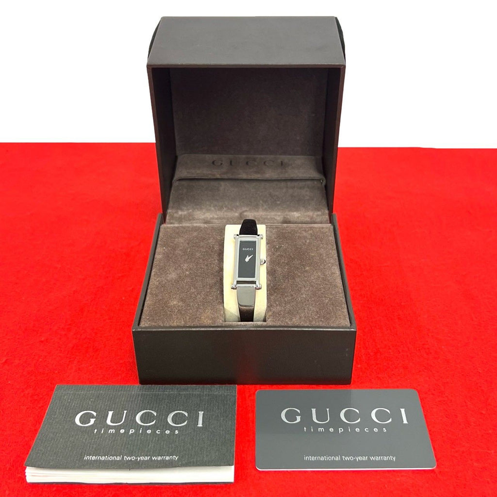 Gucci with Case Bangle Watch Stainless Steel Quartz Wristwatch Silver