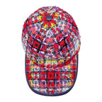 Gucci Hat Tweed Baseball Cap M Double Logo Multicolor Red Purple — view 5