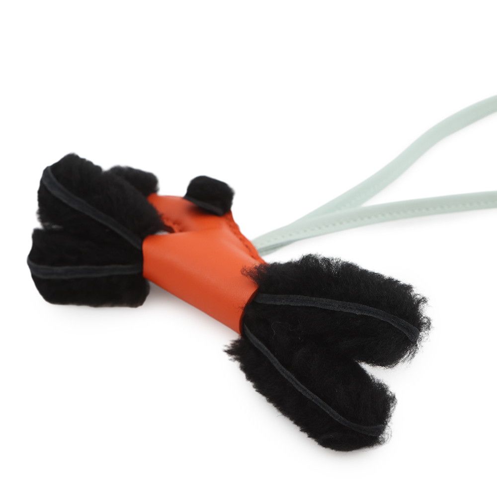 Hermes Bag Charm Buddy Black Vert Peppermint Lambskin Shearling — view 2