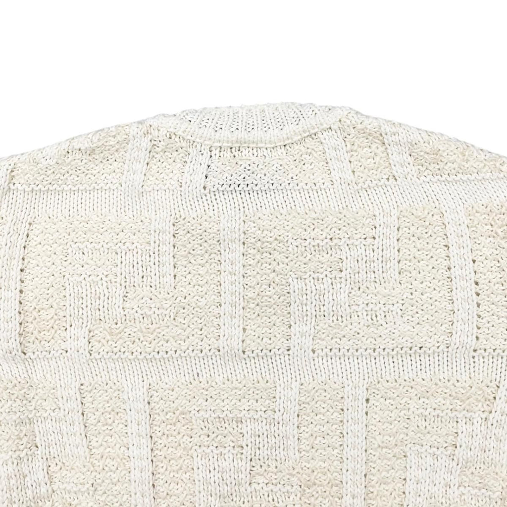 Fendi Sweater FF Logo Knit 46 Cotton Linen White Beige — view 5