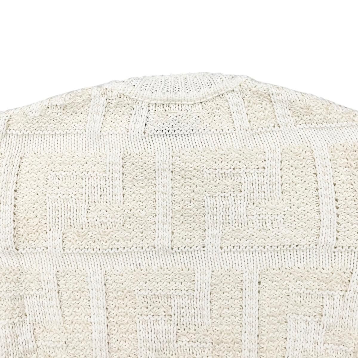 Fendi Sweater FF Logo Knit 46 Cotton Linen White Beige — view 5