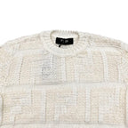 Fendi Sweater FF Logo Knit 46 Cotton Linen White Beige — view 3