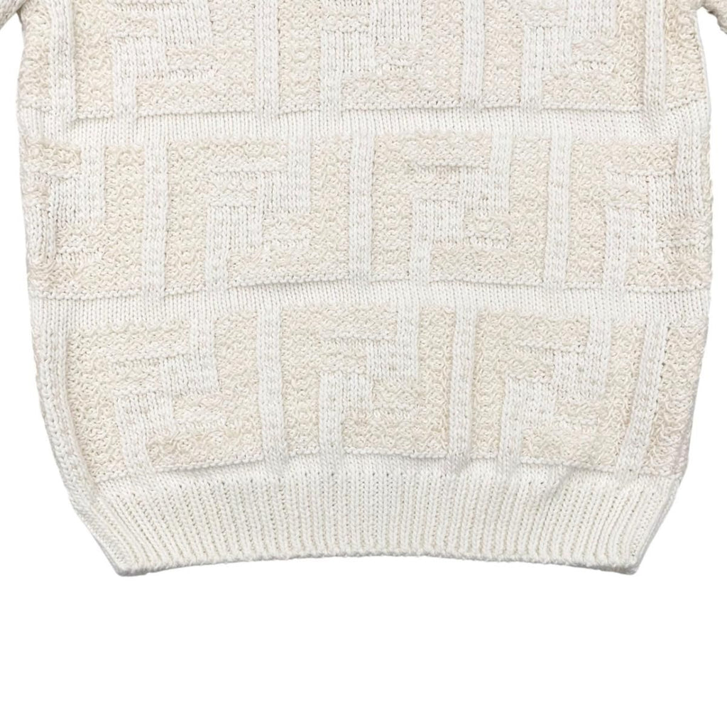 Fendi Sweater FF Logo Knit 46 Cotton Linen White Beige — view 4
