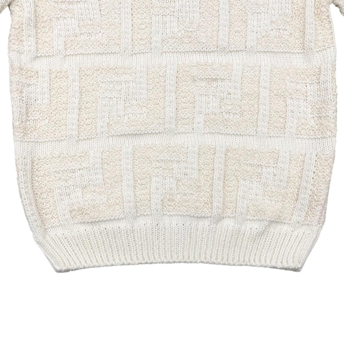 Fendi Sweater FF Logo Knit 46 Cotton Linen White Beige — view 4