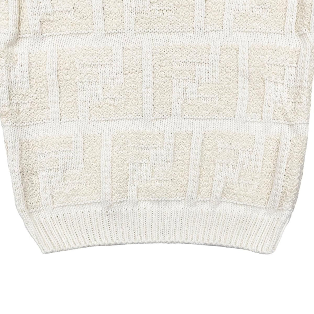 Fendi Sweater FF Logo Knit 46 Cotton Linen White Beige — view 6