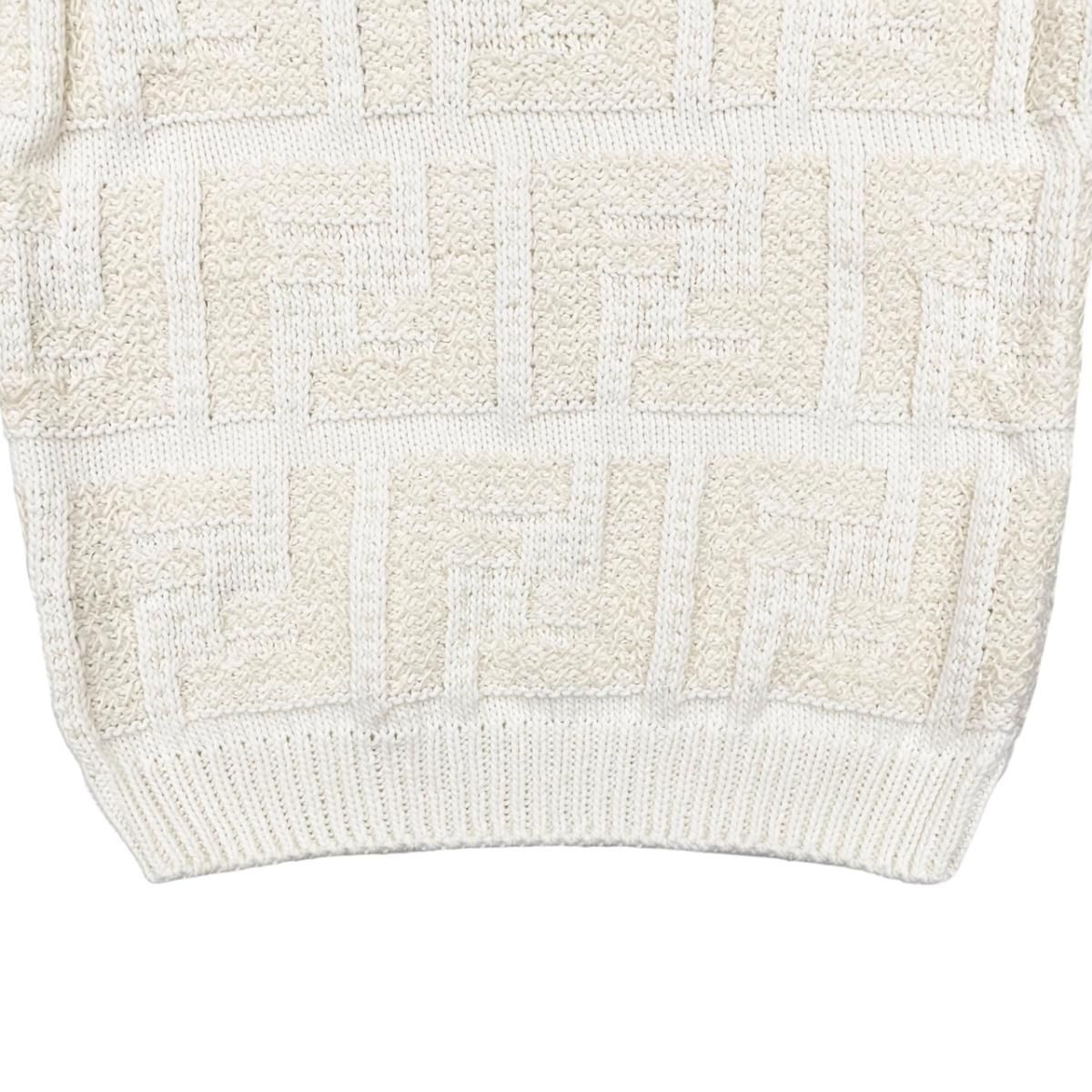 Fendi Sweater FF Logo Knit 46 Cotton Linen White Beige — view 6