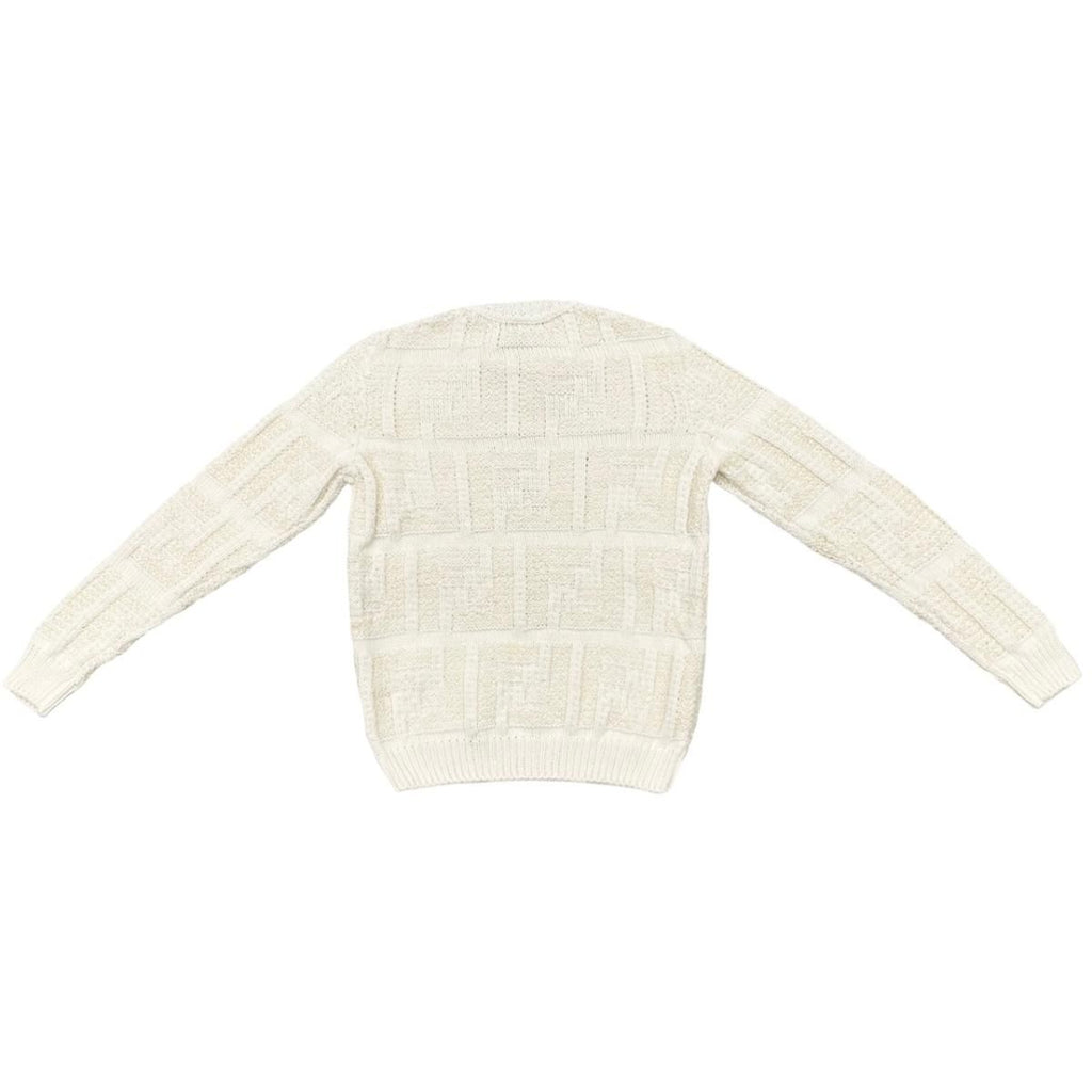 Fendi Sweater FF Logo Knit 46 Cotton Linen White Beige — view 2