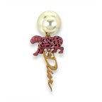 Dior Faux Pearl Pink Leopard Print Single Earrings