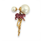 Dior Faux Pearl Pink Leopard Print Single Earrings — view 2