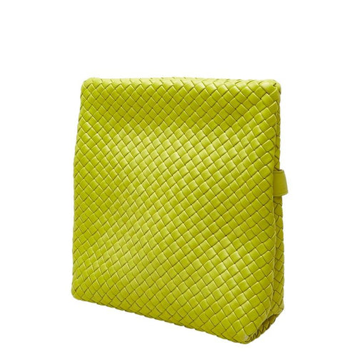 Bottega Veneta Intrecciato the Fold Crossbody Shoulder Bag Kiwi Yellow Leather