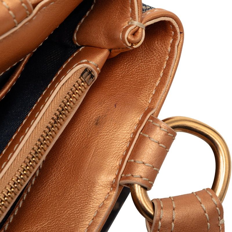 Celine Macadam Handbag Navy Orange Denim Leather