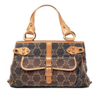 Celine Macadam Handbag Navy Orange Denim Leather