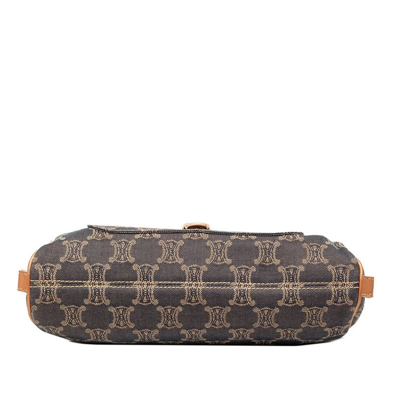 Celine Macadam Handbag Navy Orange Denim Leather