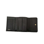 Prada Ribbon Trifold Wallet Black Saffiano Leather