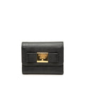 Prada Ribbon Trifold Wallet Black Saffiano Leather