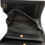 Prada Ribbon Trifold Wallet Black Saffiano Leather
