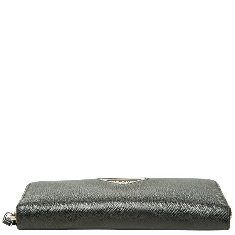 Prada Zip Around Wallet Nero Black Saffiano Leather