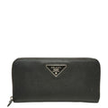 Prada Zip Around Wallet Nero Black Saffiano Leather