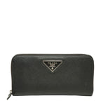 Prada Zip Around Wallet Nero Black Saffiano Leather
