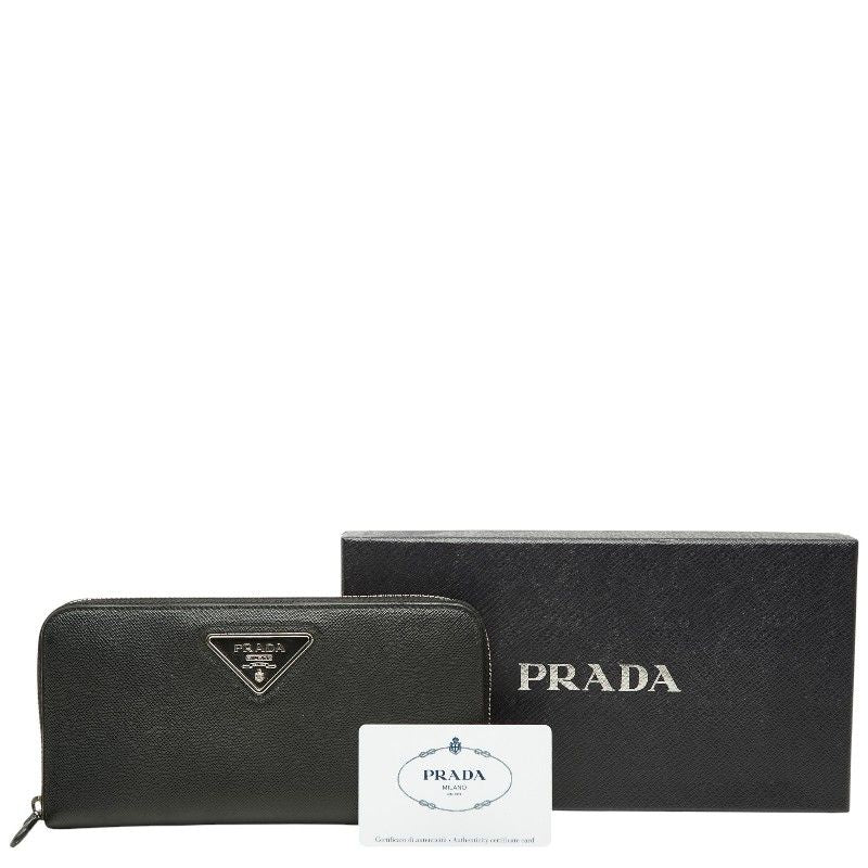 Prada Zip Around Wallet Nero Black Saffiano Leather