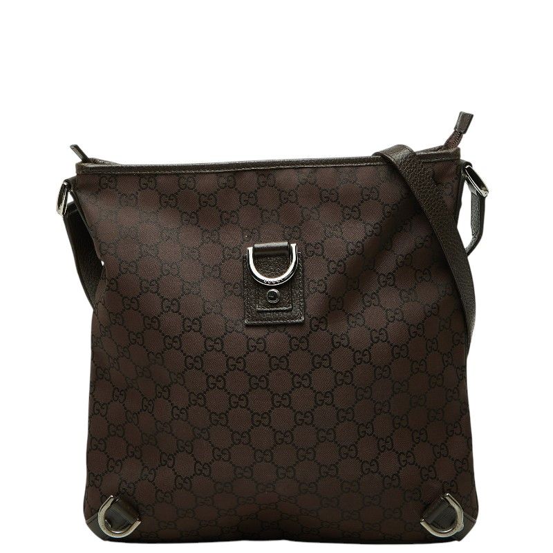 Gucci GG Nylon Abbey Crossbody Shoulder Bag Brown