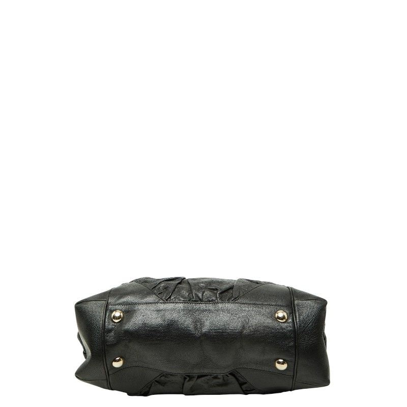 Gucci Guccissima Tote Shoulder Bag Black Leather