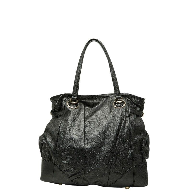 Gucci Guccissima Tote Shoulder Bag Black Leather