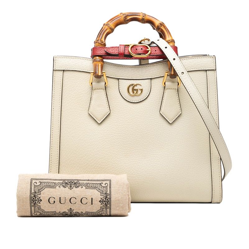 Gucci Bamboo Diana Small 2-Way Shoulder Bag Ivory Leather