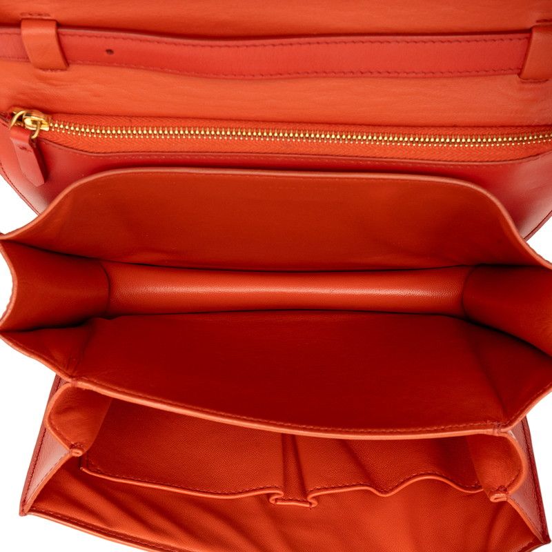 Celine Classic Box Crossbody Shoulder Bag Orange Leather