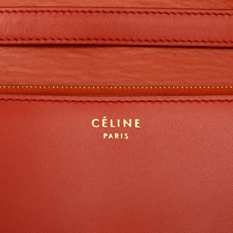 Celine Classic Box Crossbody Shoulder Bag Orange Leather