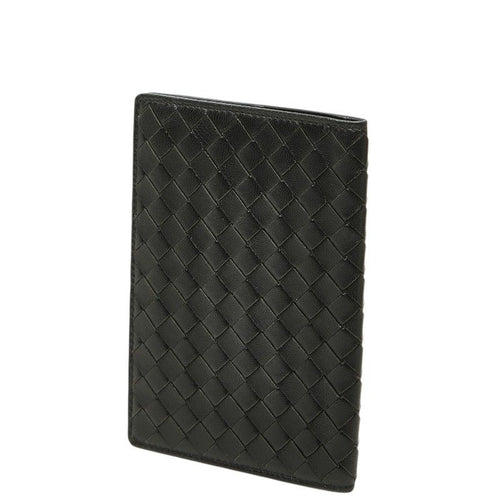 Bottega Veneta Intrecciato Passport Case Black Leather