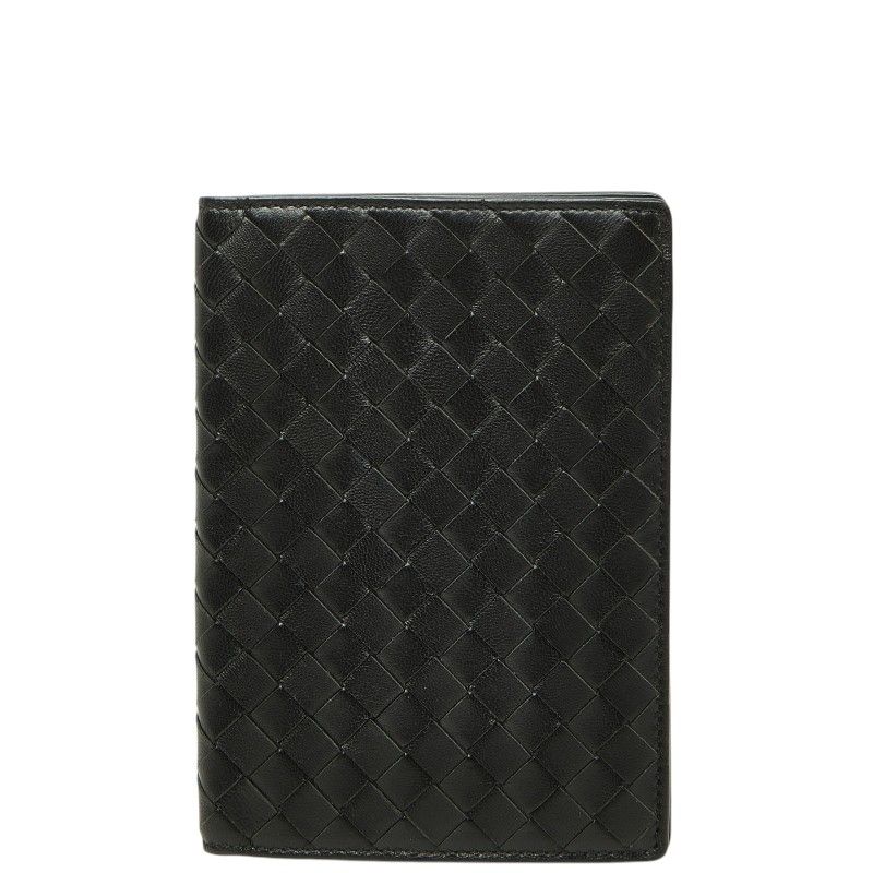 Bottega Veneta Intrecciato Passport Case Black Leather