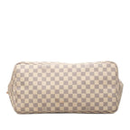 Louis Vuitton Damier Azur Neverfull GM Tote Shoulder Bag White Leather