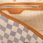 Louis Vuitton Damier Azur Neverfull GM Tote Shoulder Bag White Leather