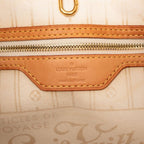 Louis Vuitton Damier Azur Neverfull GM Tote Shoulder Bag White Leather