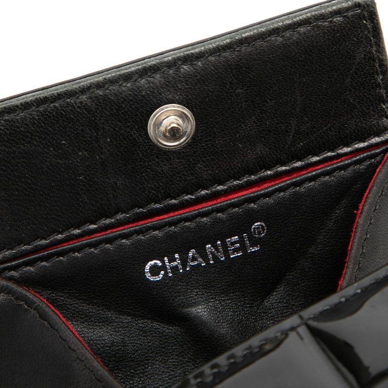 Chanel Choco Bar Coin Purse Black Patent