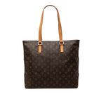 Louis Vuitton Monogram Cabas Mezzo Shoulder Bag Tote Brown Leather