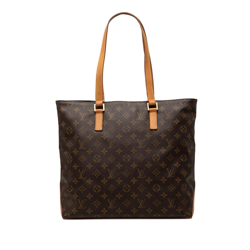 Louis Vuitton Monogram Cabas Mezzo Shoulder Bag Tote Brown Leather