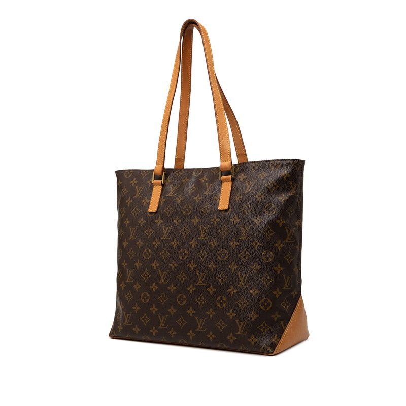 Louis Vuitton Monogram Cabas Mezzo Shoulder Bag Tote Brown Leather