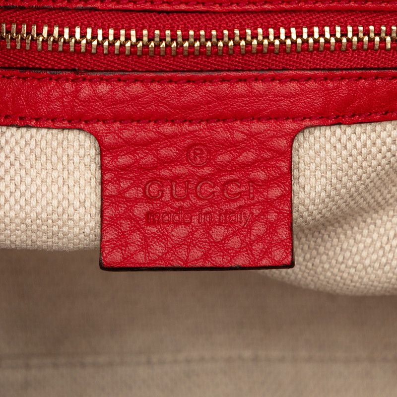 Gucci Soho Fringe Chain Shoulder Bag Tote Red Leather
