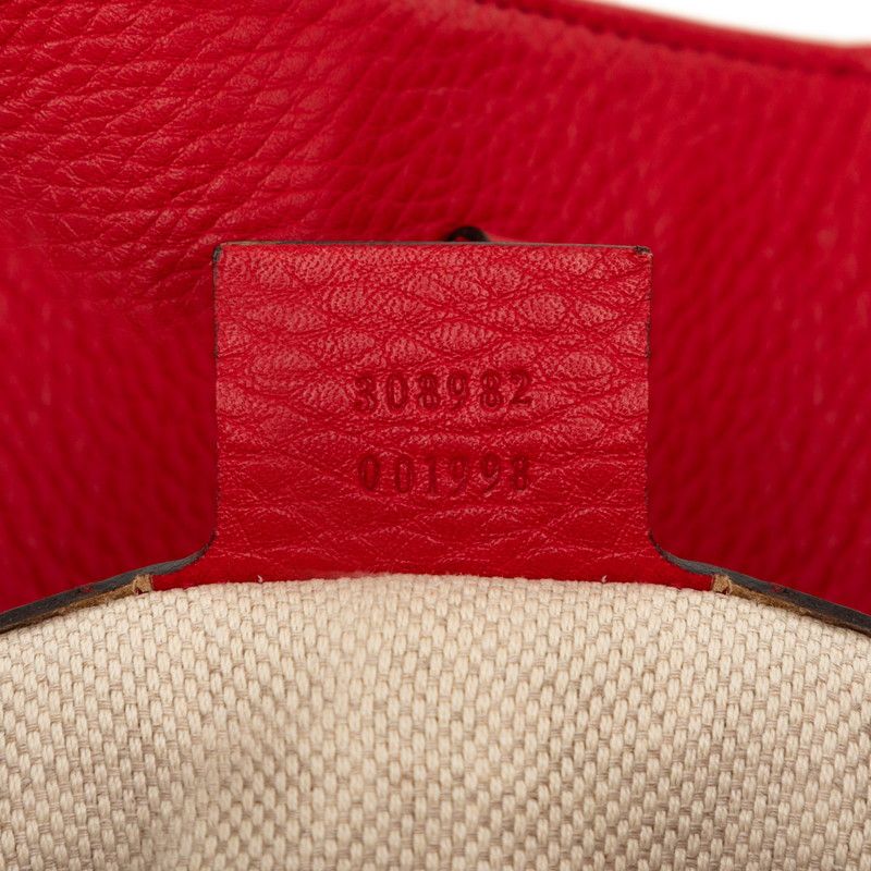Gucci Soho Fringe Chain Shoulder Bag Tote Red Leather