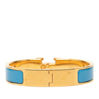 Hermes Clic PM Bracelet Bangle Gold Blue Plated