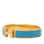 Hermes Clic PM Bracelet Bangle Gold Blue Plated
