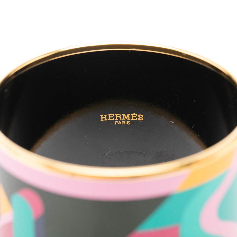 Hermes Enamel Cloisonne Bracelet Bangle Gold Multicolor Plated