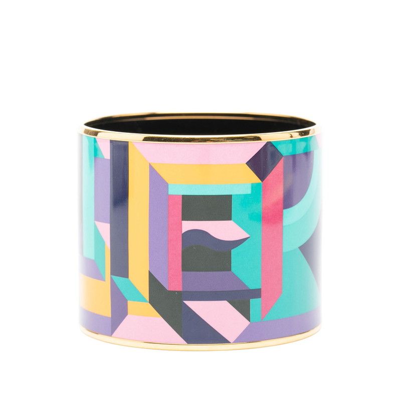 Hermes Enamel Cloisonne Bracelet Bangle Gold Multicolor Plated